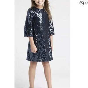 Gap Kids navy‎ blue sequin dress size L Christmas holidays formal sparkly